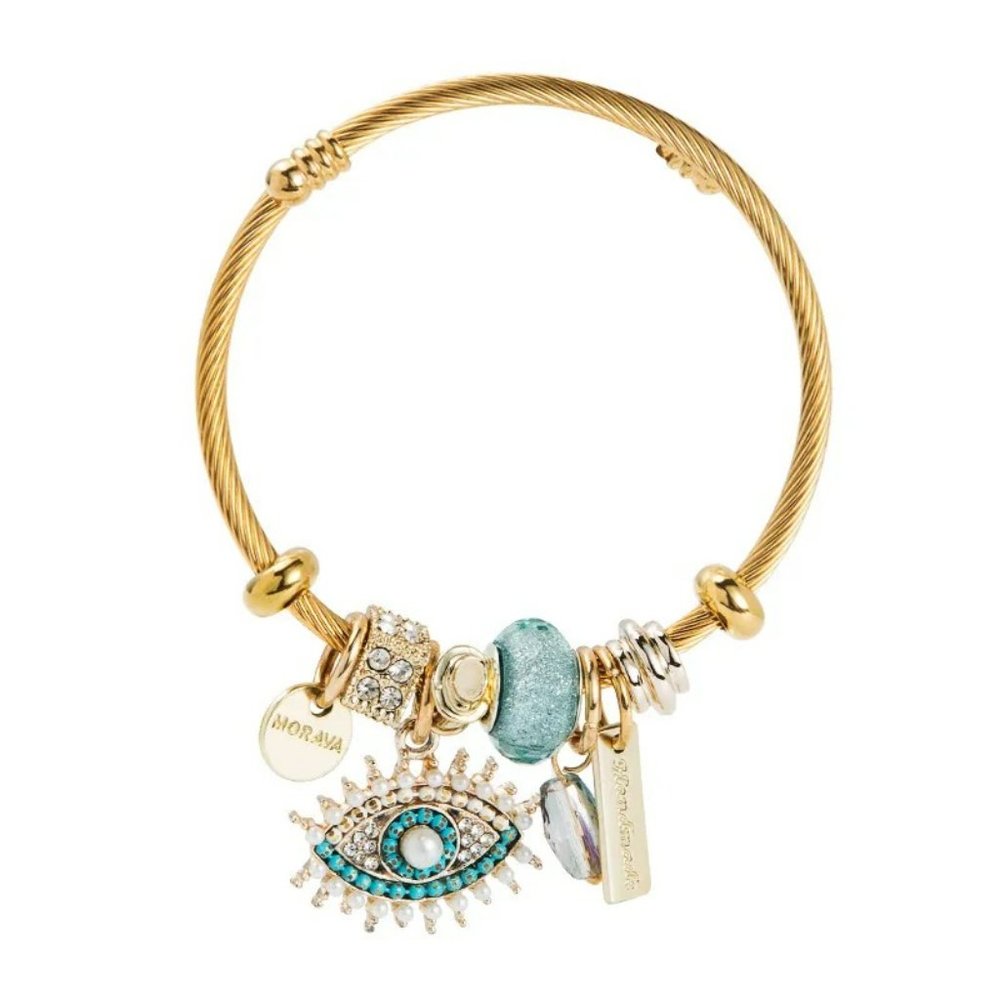 Vintage Colorful Devil's Eye Crystal Bracelet Light Blue